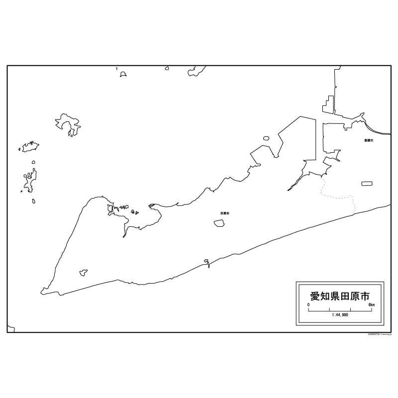 田原市の白地図のサムネイル