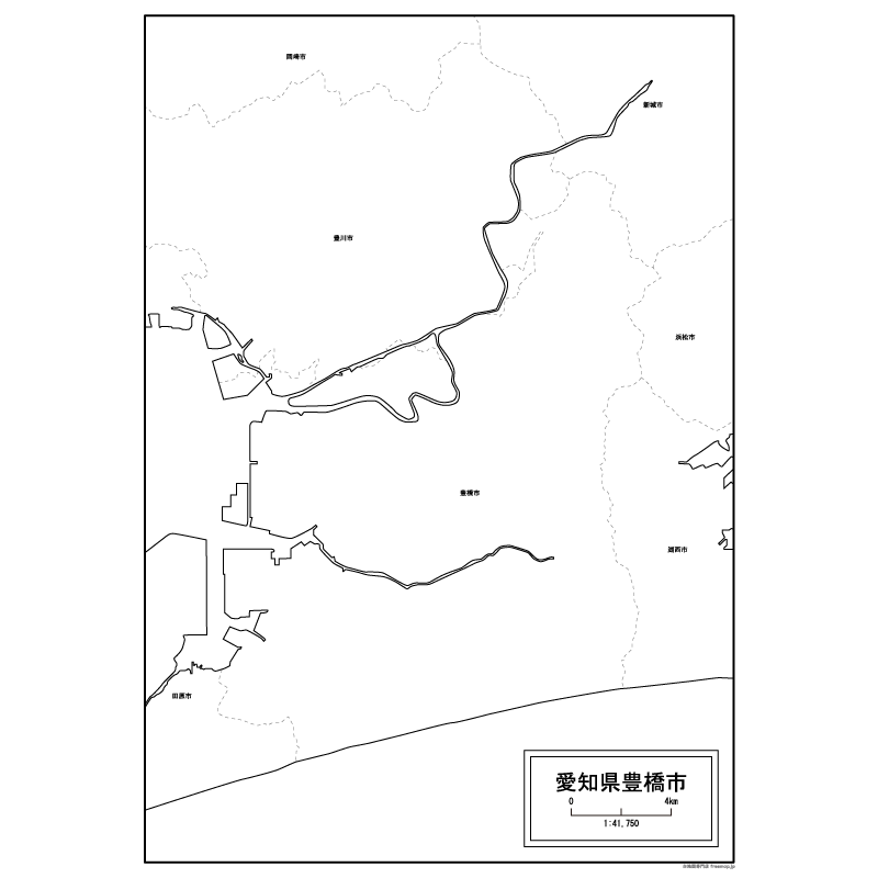 豊橋市の白地図