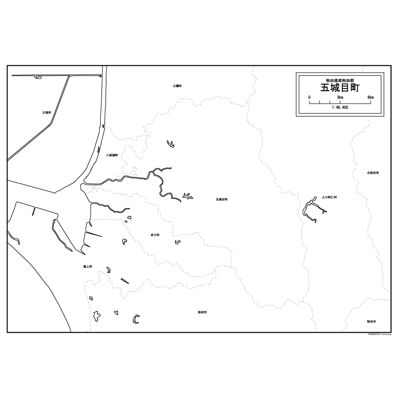 五城目町の白地図のサムネイル