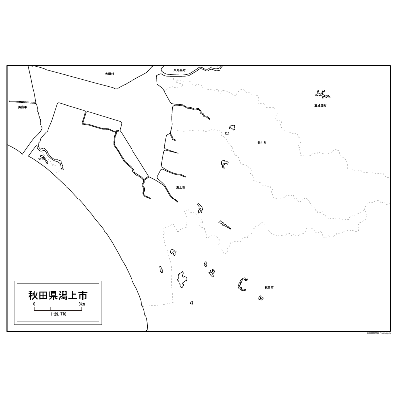 潟上市の白地図のサムネイル