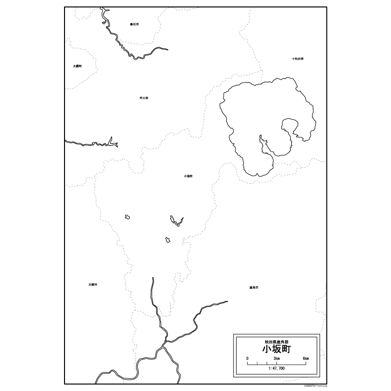 小坂町の白地図のサムネイル