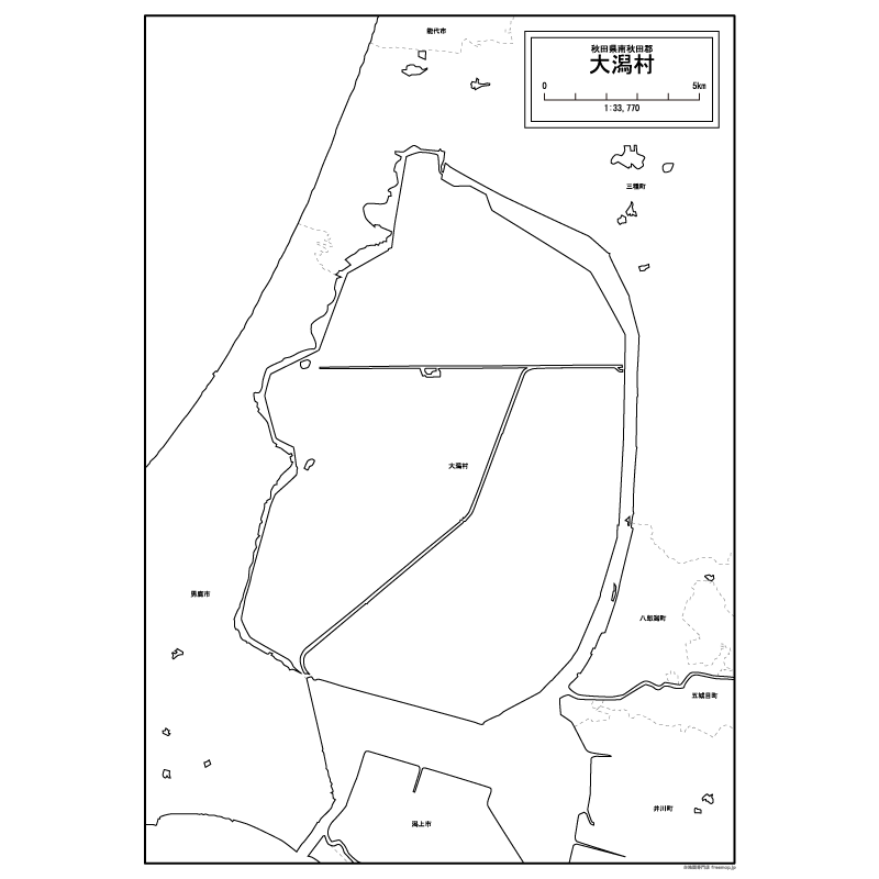 大潟村の白地図のサムネイル