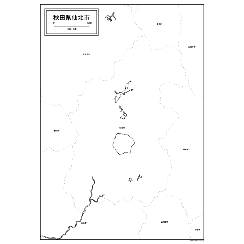 仙北市の白地図のサムネイル