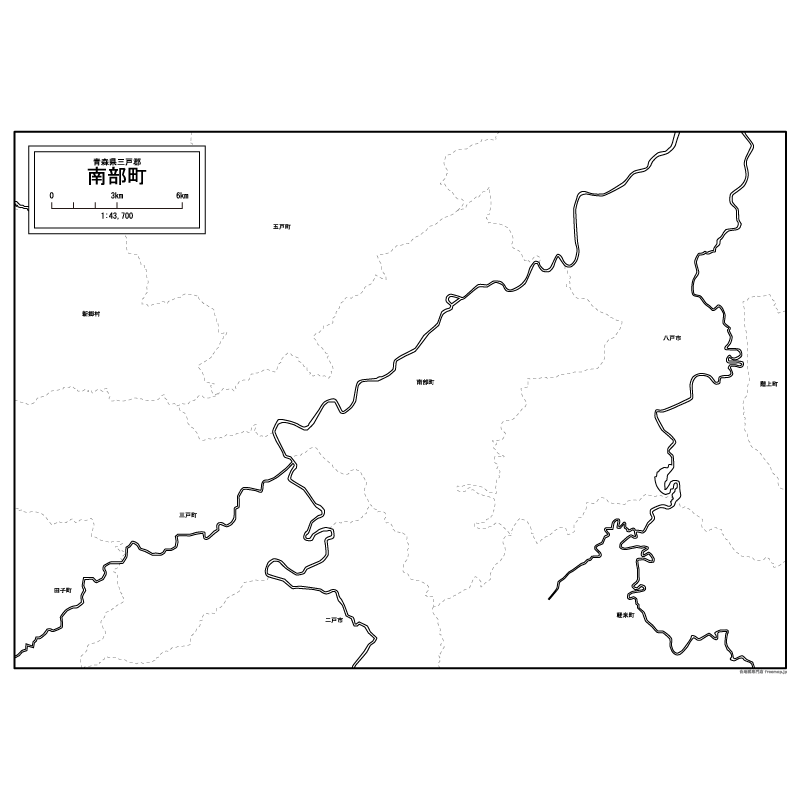 南部町の白地図のサムネイル