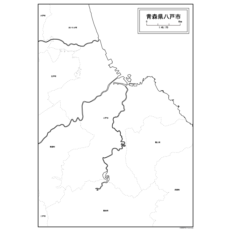 八戸市の白地図のサムネイル