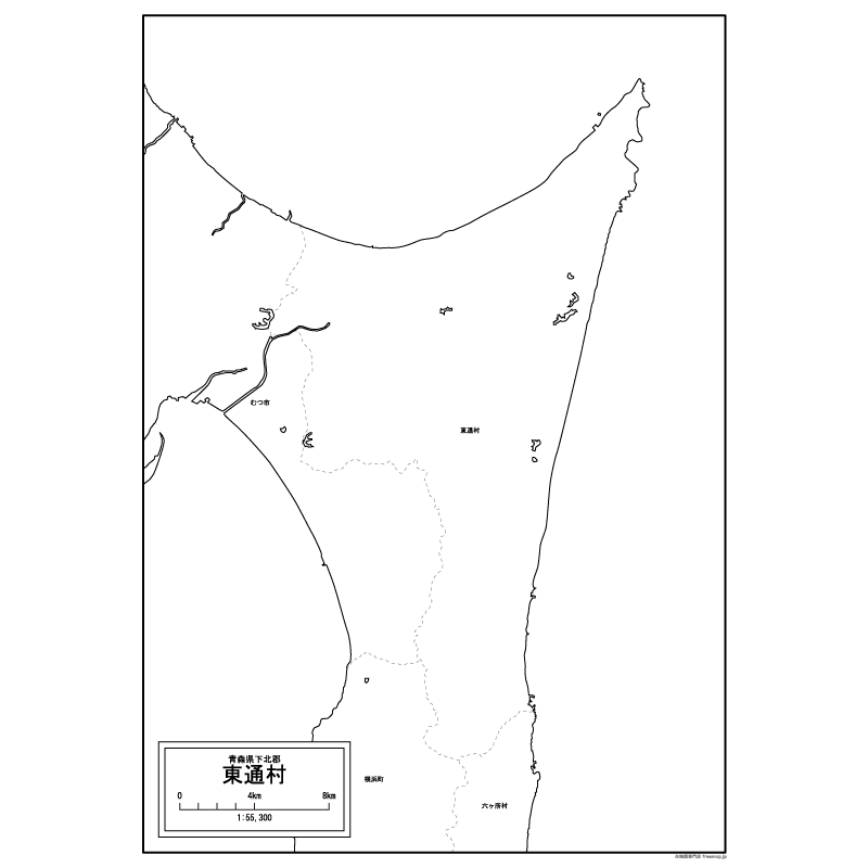 東通村の白地図のサムネイル