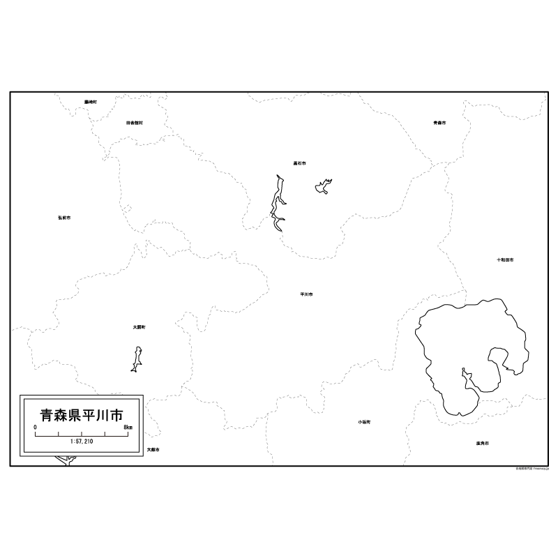平川市の白地図のサムネイル