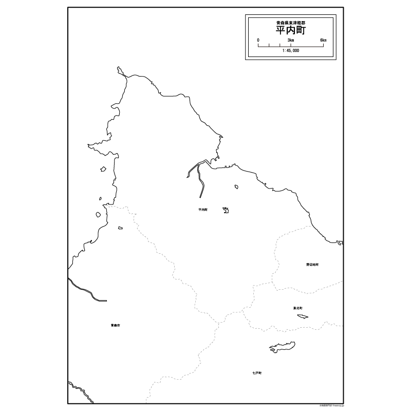 平内町の白地図のサムネイル