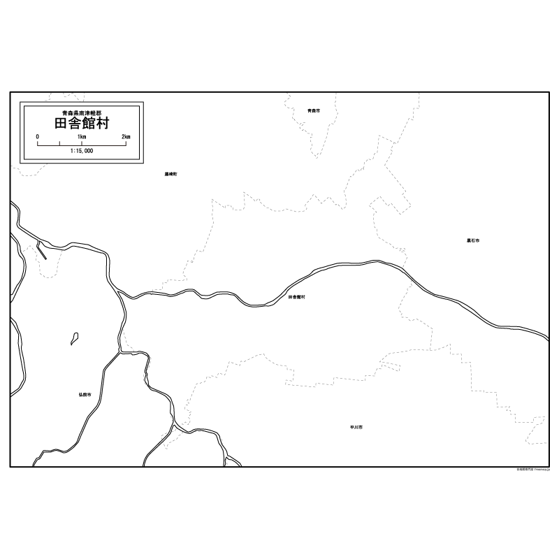 田舎館村の白地図のサムネイル