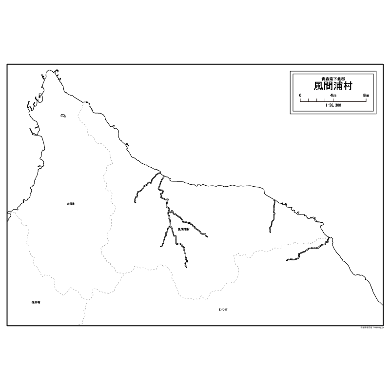風間浦村の白地図のサムネイル