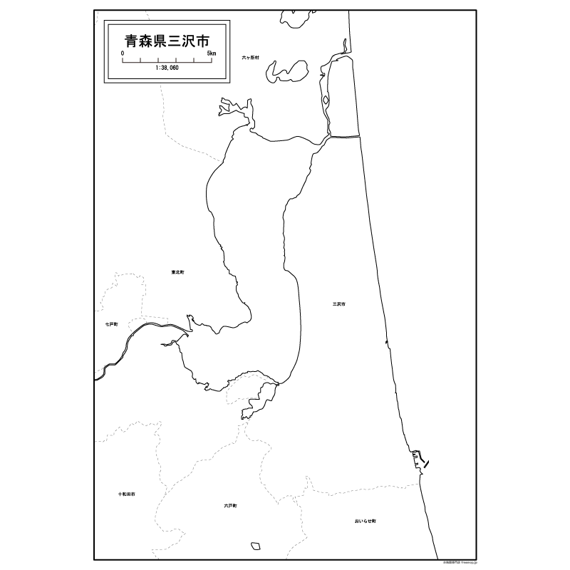 三沢市の白地図のサムネイル