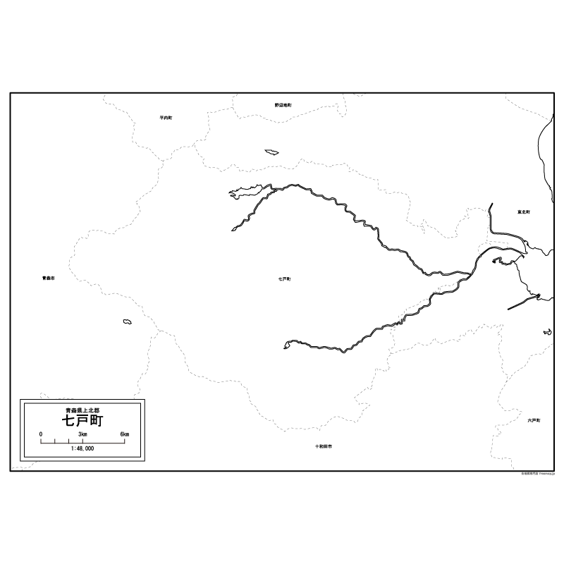七戸町の白地図のサムネイル