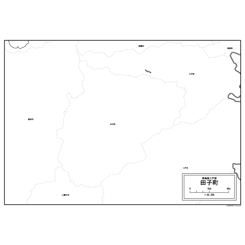 田子町の白地図のサムネイル