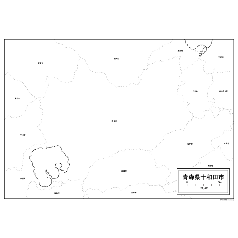 十和田市の白地図のサムネイル