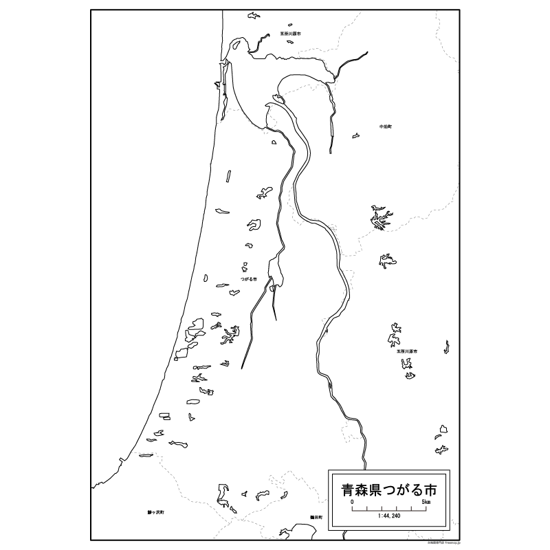 つがる市の白地図のサムネイル