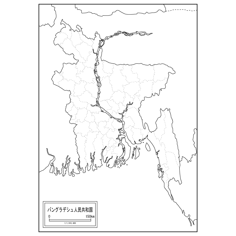 バングラデシュの白地図のサムネイル