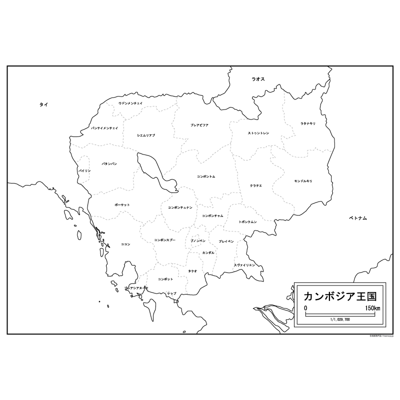 カンボジアの白地図のサムネイル