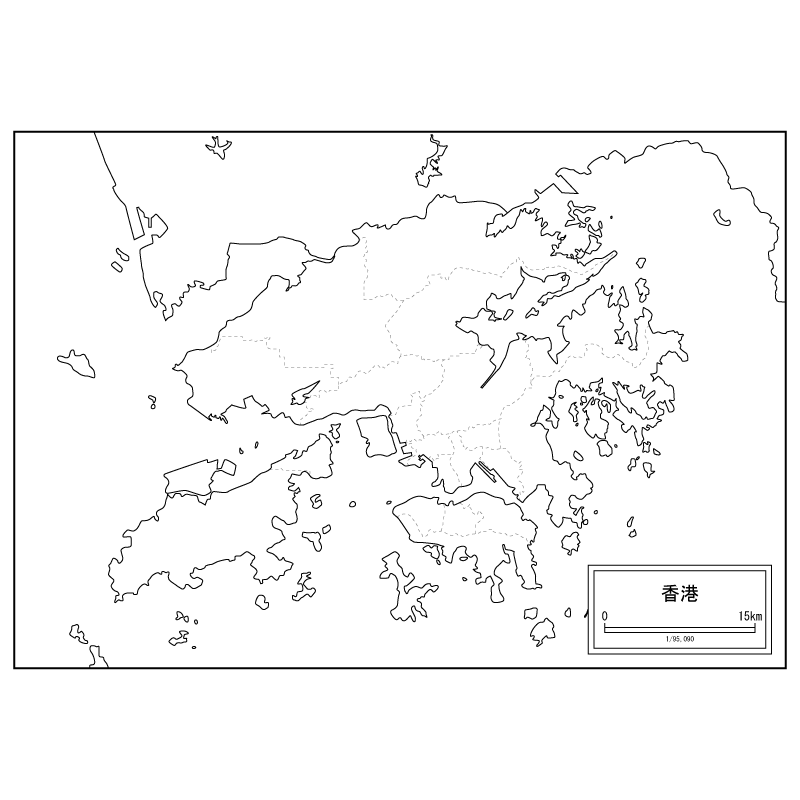香港の白地図のサムネイル
