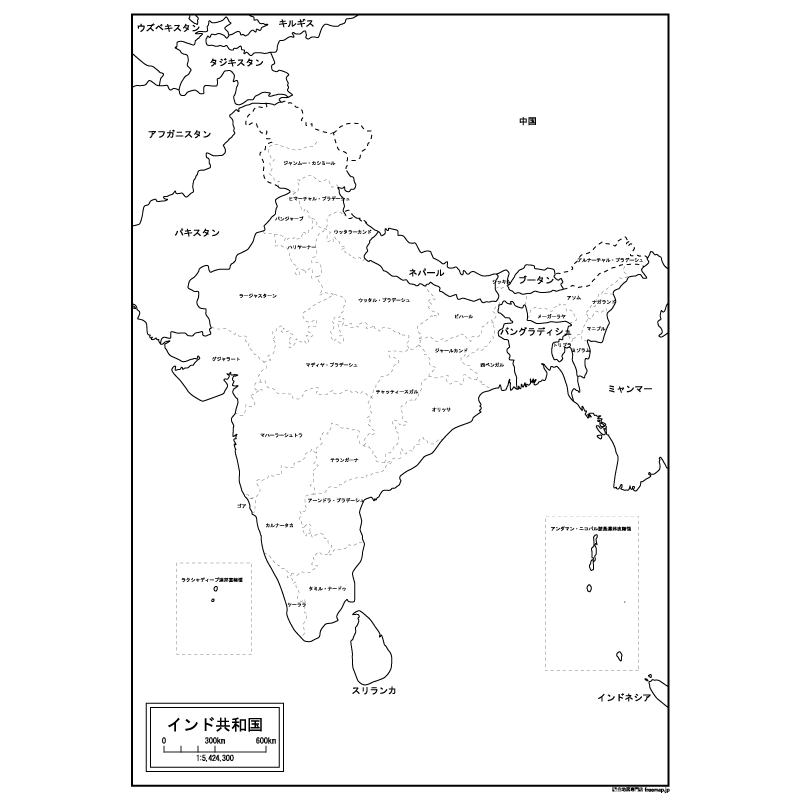 インドの白地図のサムネイル