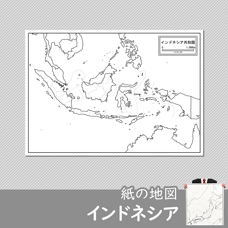インドネシアの紙の白地図のサムネイル