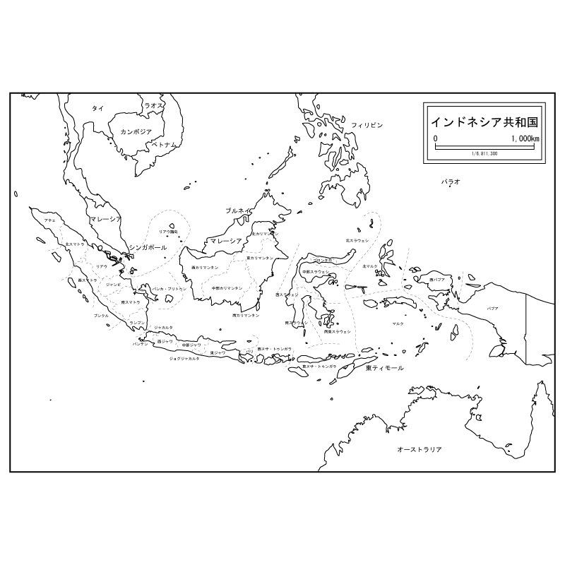 インドネシアの白地図のサムネイル