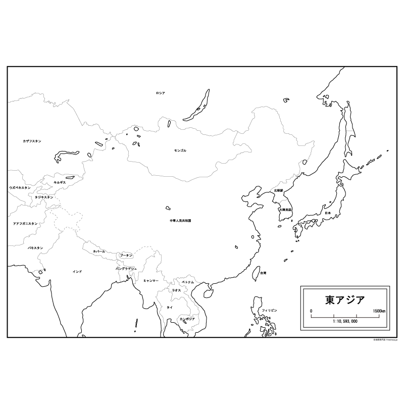 東アジアの白地図のサムネイル