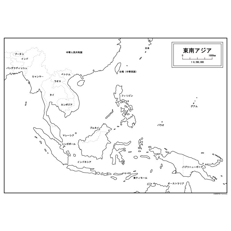 東南アジア大陸全図の白地図を無料ダウンロード 白地図専門店