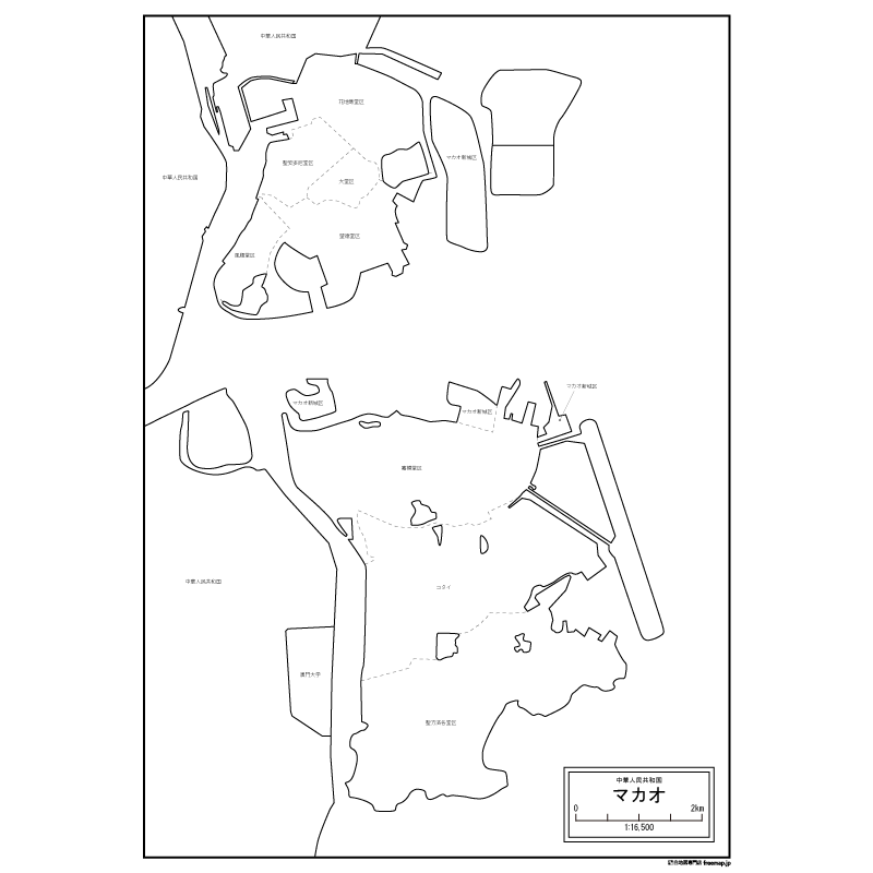 マカオの白地図のサムネイル