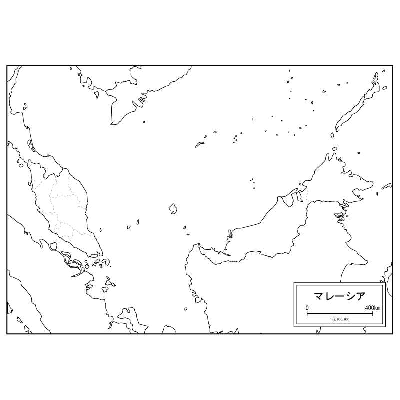 マレーシアの白地図のサムネイル