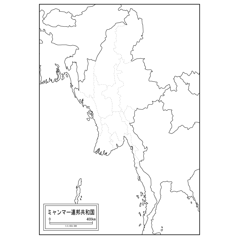 ミャンマーの白地図のサムネイル