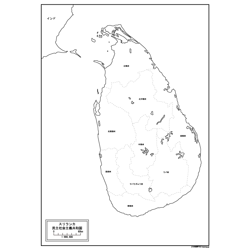 スリランカの白地図のサムネイル
