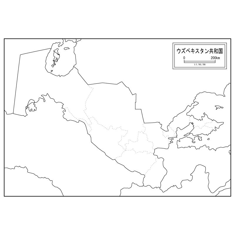 ウズベキスタンの白地図のサムネイル