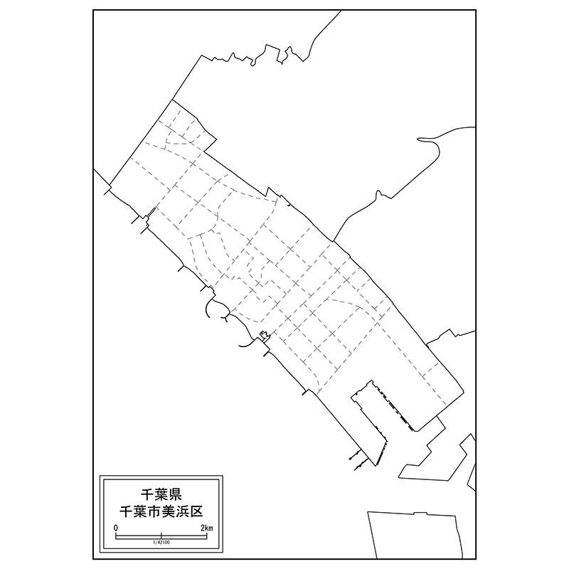 千葉市美浜区の白地図のサムネイル