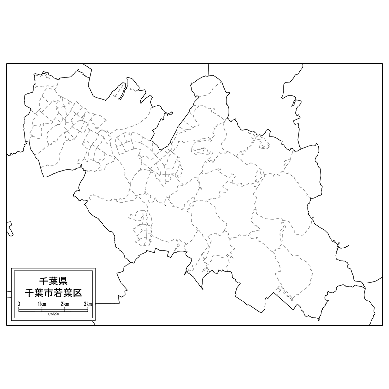 千葉市若葉区の白地図のサムネイル