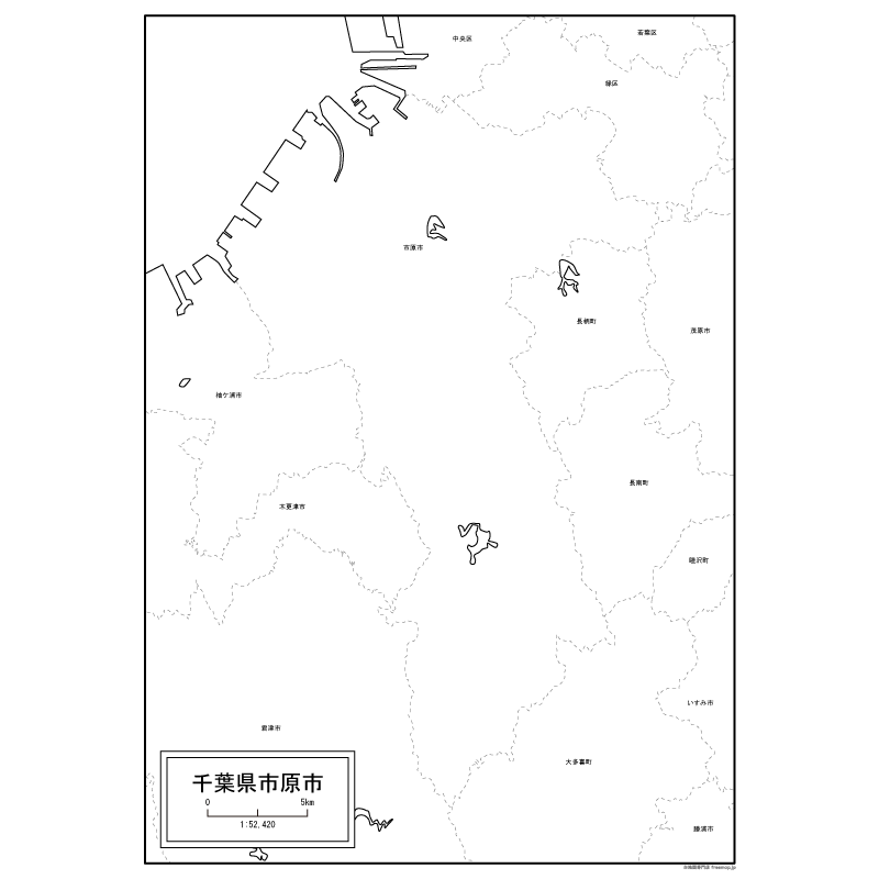 市原市の白地図のサムネイル