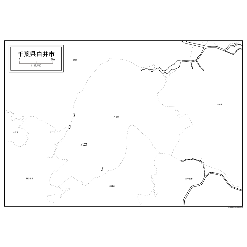 白井市の白地図のサムネイル