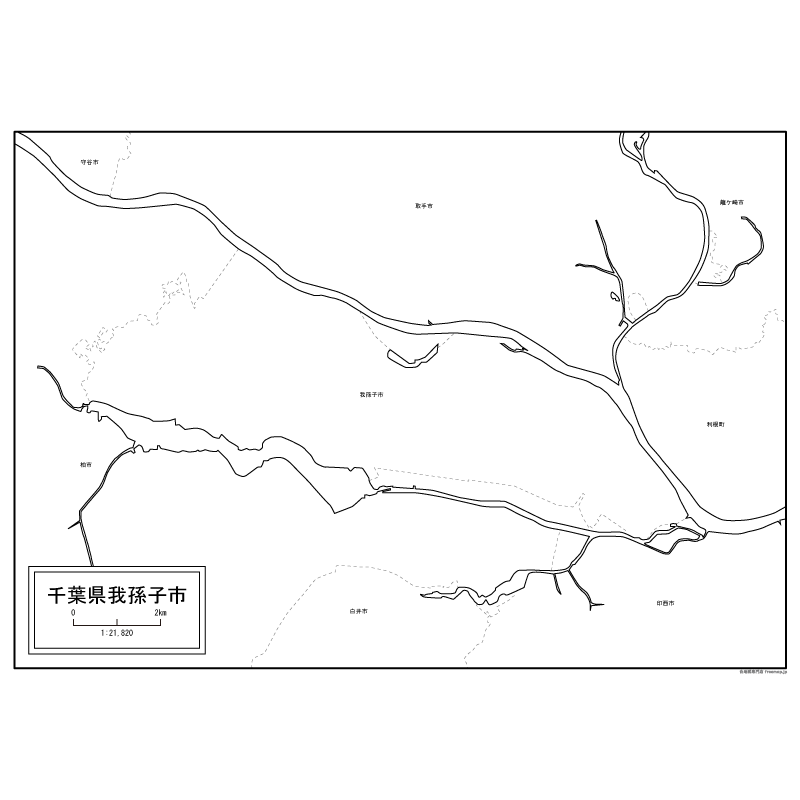 我孫子市の白地図のサムネイル