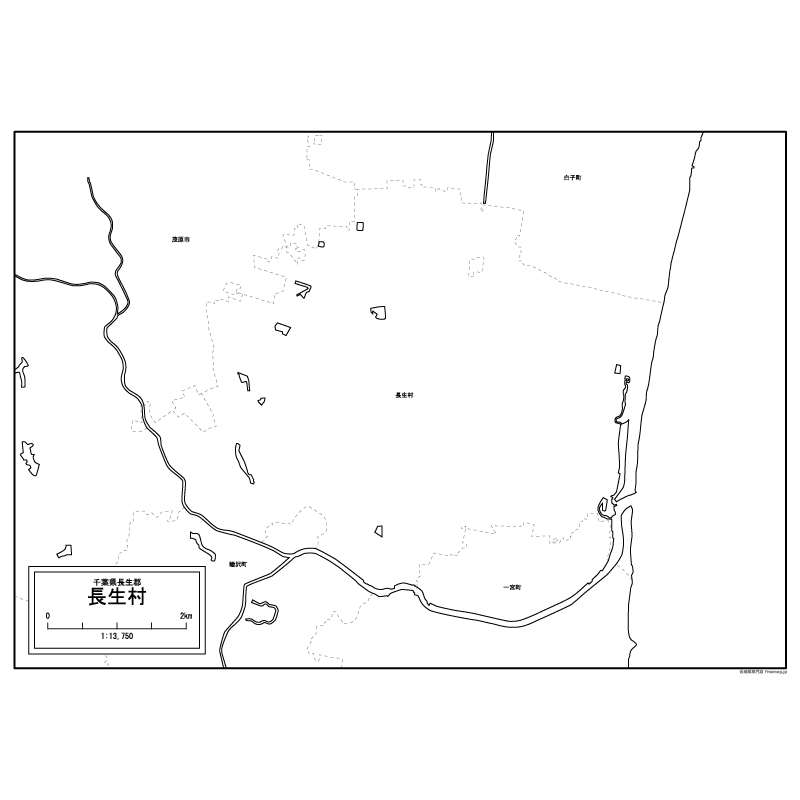 長生村の白地図のサムネイル