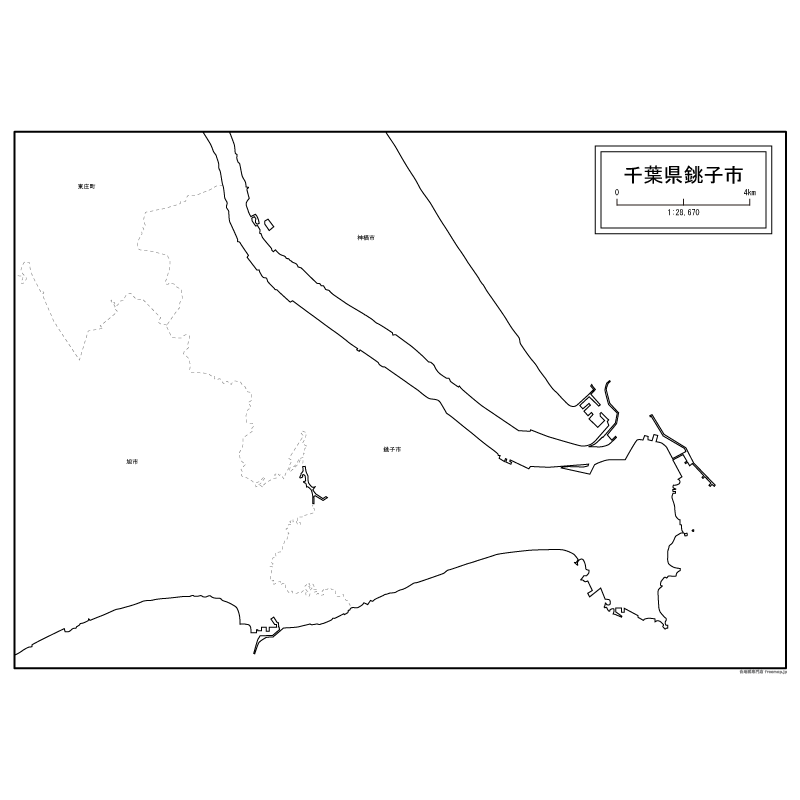 銚子市の白地図のサムネイル