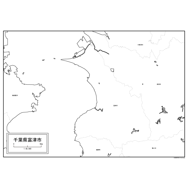富津市の白地図のサムネイル
