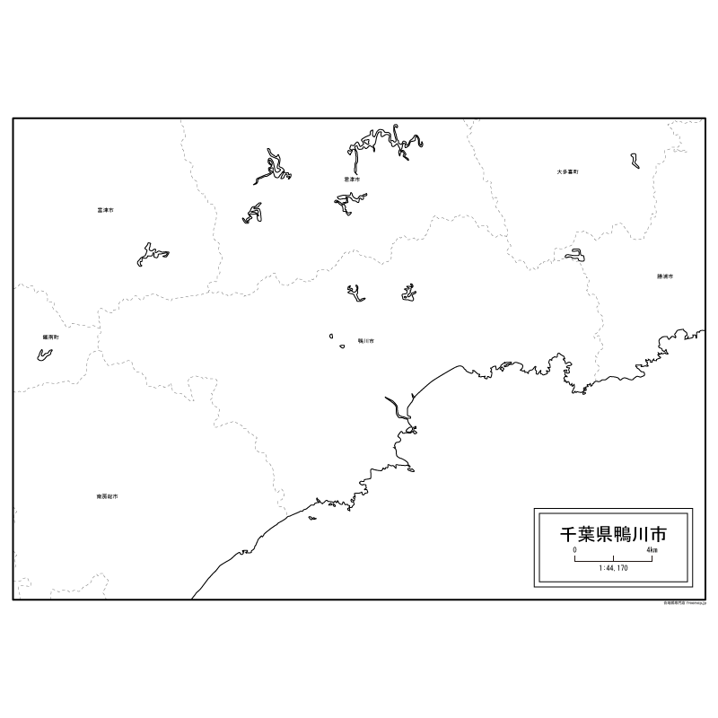 鴨川市の白地図のサムネイル