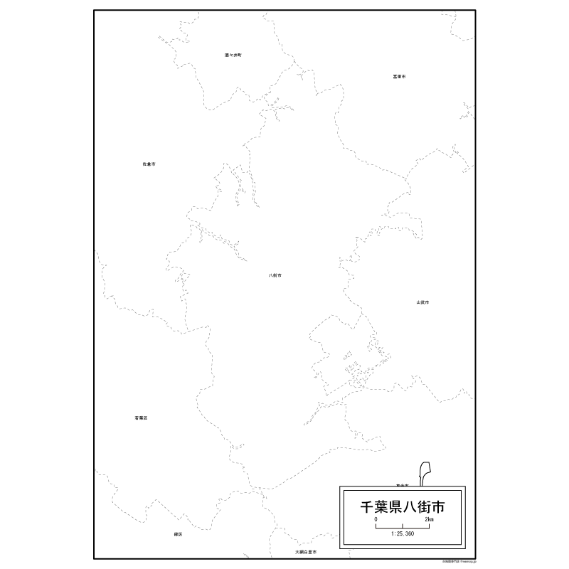 八街市の白地図のサムネイル