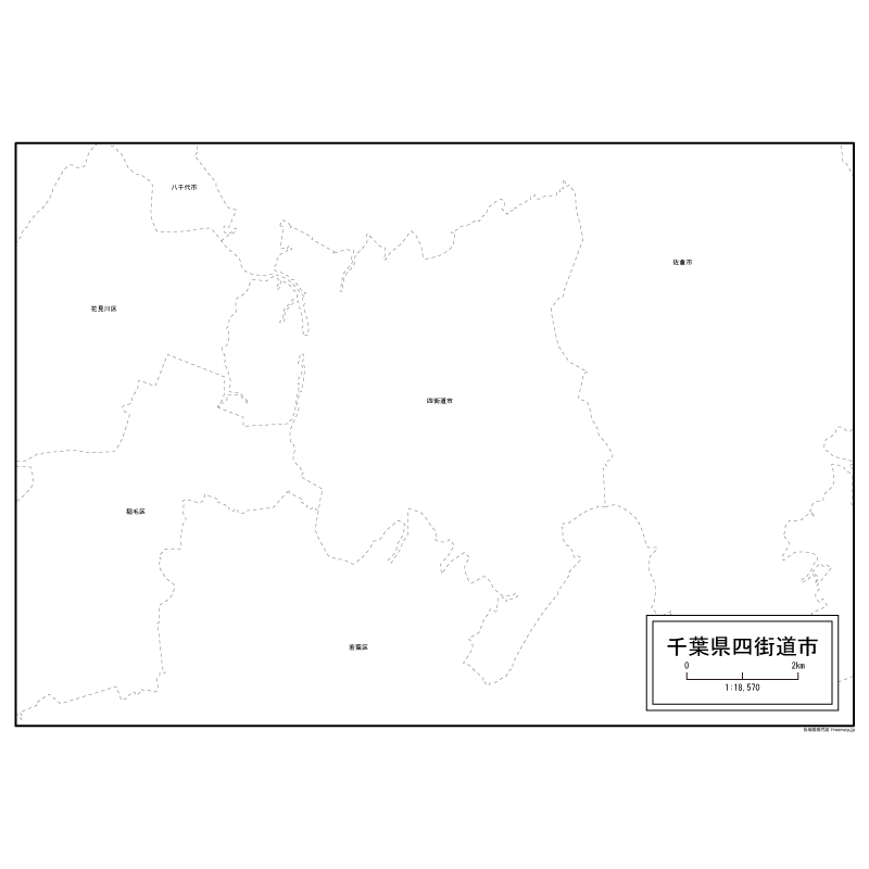 四街道市の白地図のサムネイル