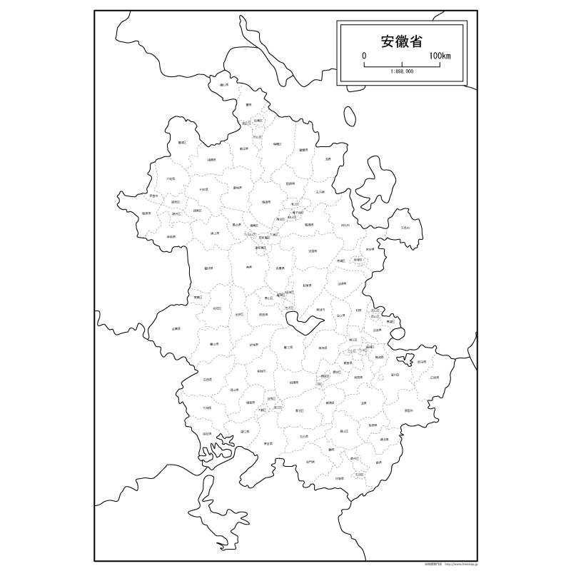 安徽省（あんきしょう）の地図のサムネイル