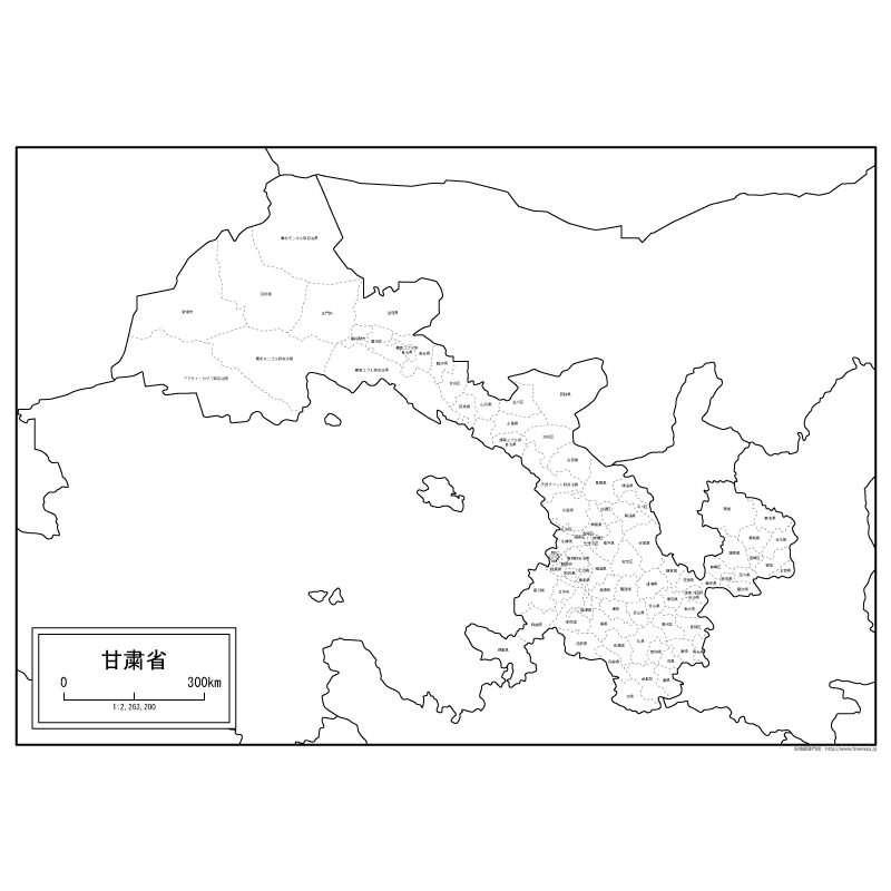 甘粛省（かんしゅくしょう）の地図のサムネイル