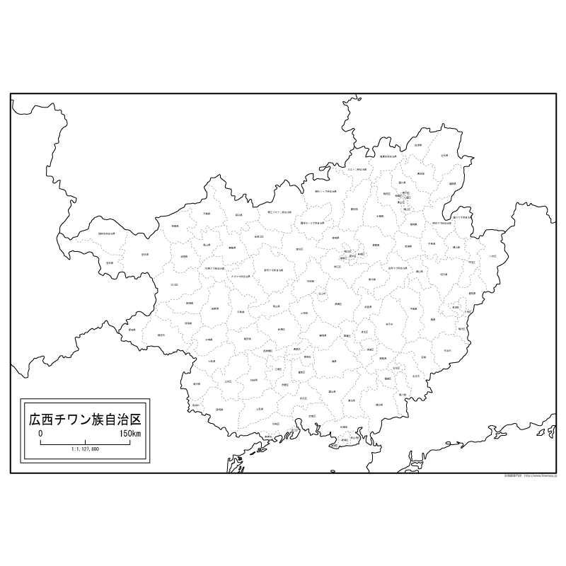 広西チワン族自治区（こうせいチワンぞく）の地図のサムネイル
