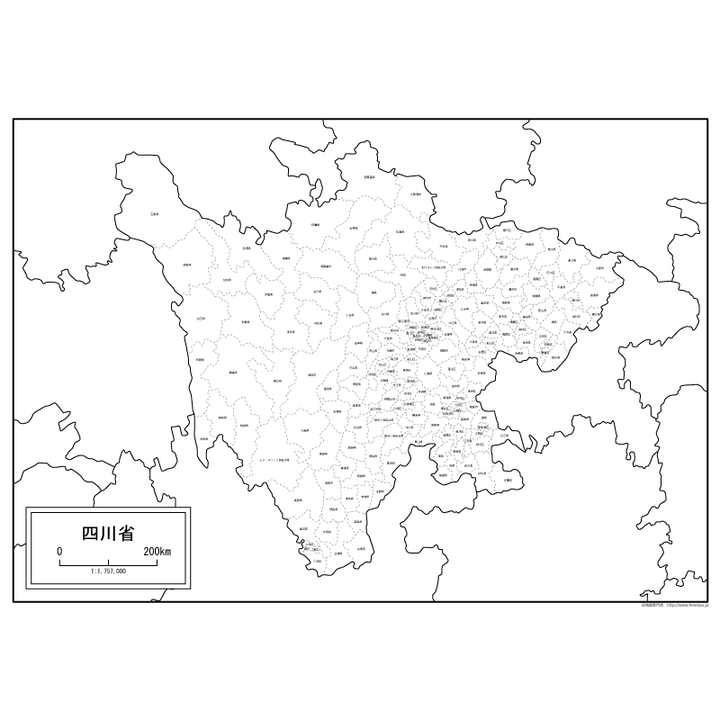 四川省 しせんしょう の地図 白地図専門店