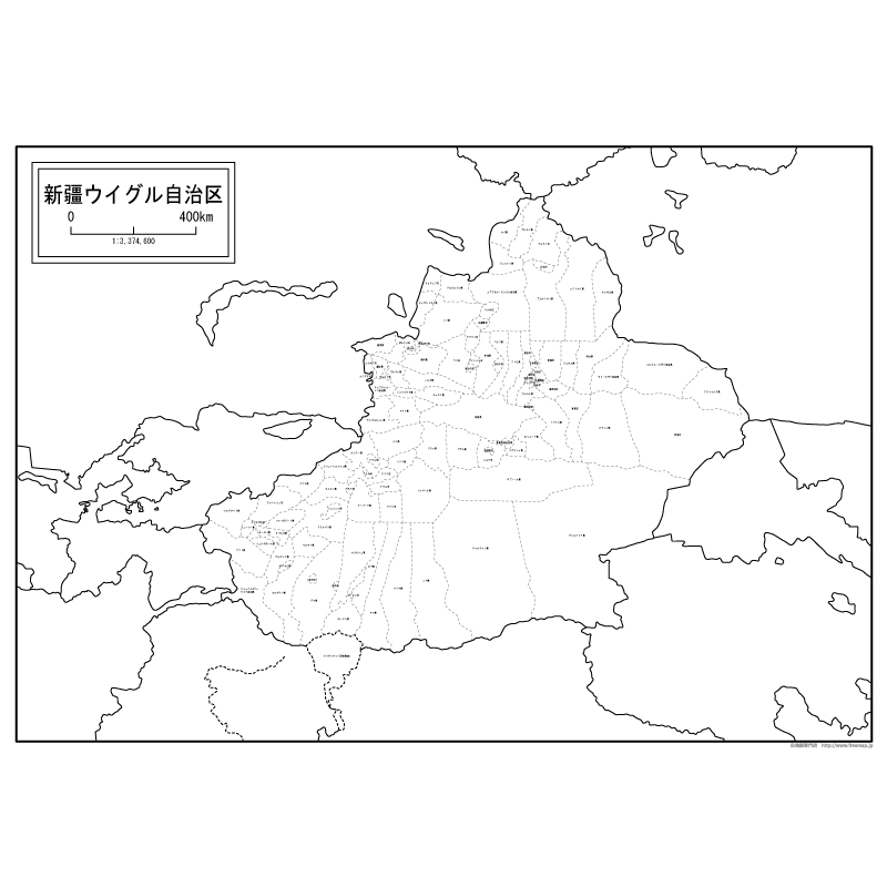 新疆ウイグル自治区（しんきょうウイグル）の地図のサムネイル