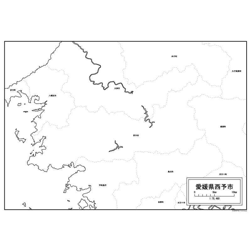 西予市の白地図のサムネイル