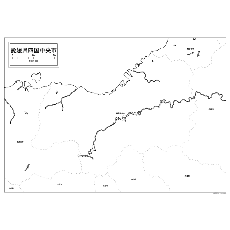 四国中央市の白地図のサムネイル